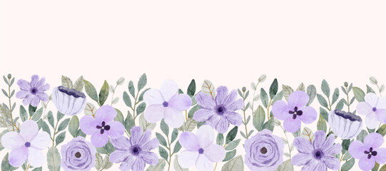 delicate purple floral watercolor border