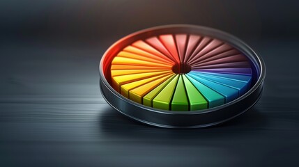 Obraz premium A spinning wheel divided into colorful segments symbolizing destiny