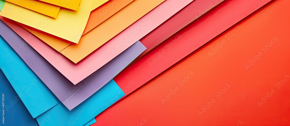 Poster Colorful paper sheets arranged from a bird s eye view creating an appealing backdrop with copy space image