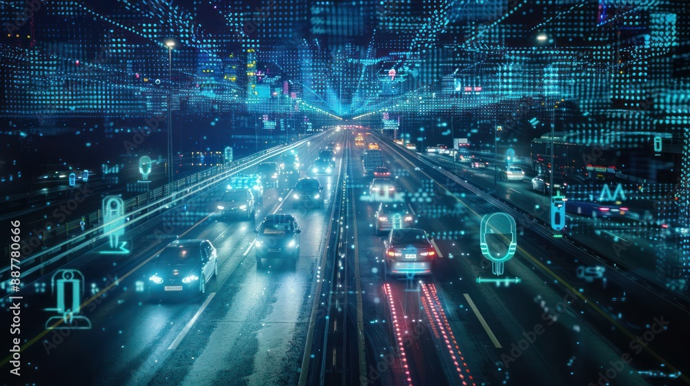 Poster concept digital 4.0 and block chain technology ,wireless network 5g signal,cctv camera intelligent o