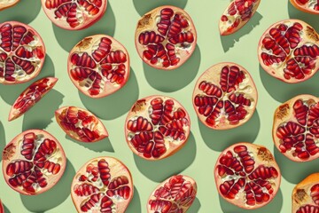 Pomegranate Halves and Seeds Pattern 