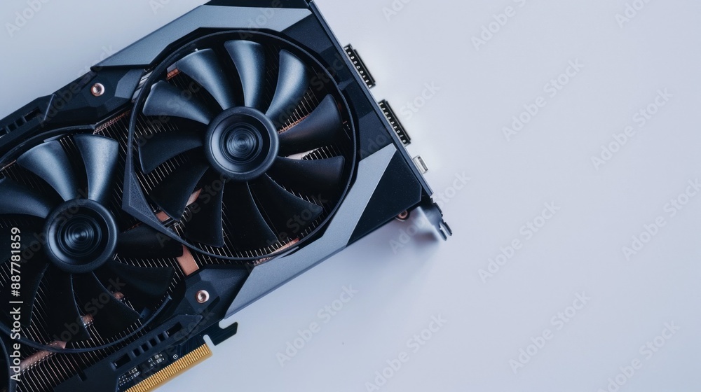 Poster a black computer fan sits on a white background