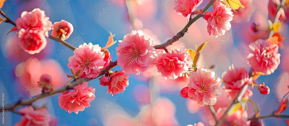 Fototapete a group of flowers forms a top of the tree focal point creating an attractive copy space image
