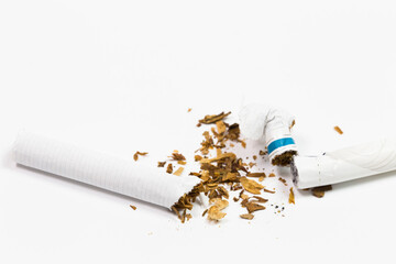 A cigarette has been broken in half