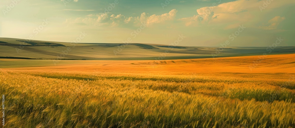 Poster abstract steppe landscape with a field providing copy space