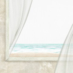 Window frame png sticker, cute illustration, transparent background