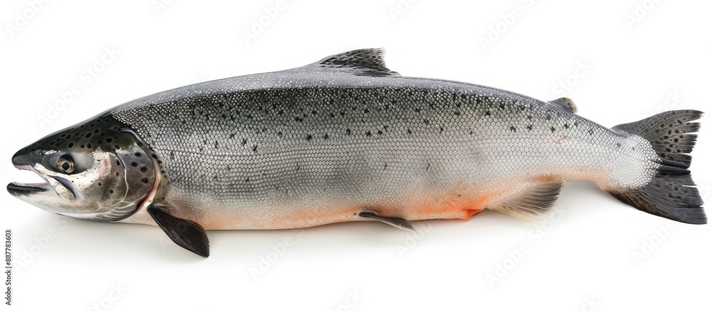 Poster Salmon fish with pricing displayed in clear view on a white background in a copy space image