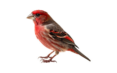 Red feathered finch bird (PNG Cutout) isolated on a transparent background