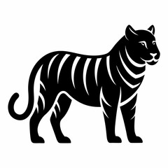 simple tiger silhouette jumping vector illustration vector art illustration