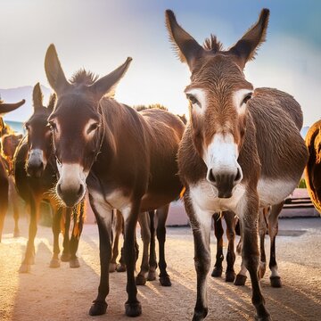 mules in the contryside, AI generated