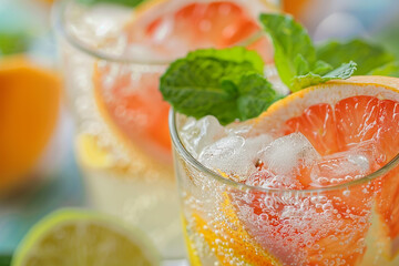 Cocktail juice with ice and oranges summer drink generated.Ai