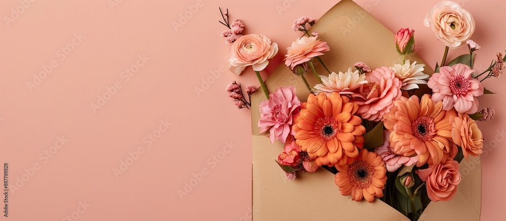 Aufkleber Floral display in an envelope with copy space image available