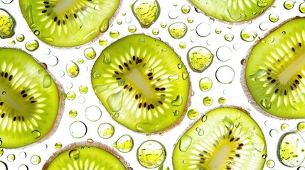 Seamless kiwi fruit cut slice  pattern background