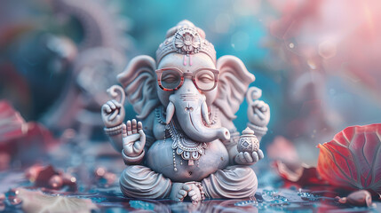 Fototapeta premium 3D Ganesha wearing glasses