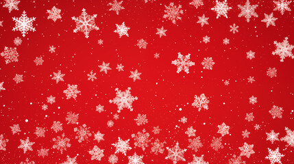 Snowflake Variety on Red Seasonal Christmas Background