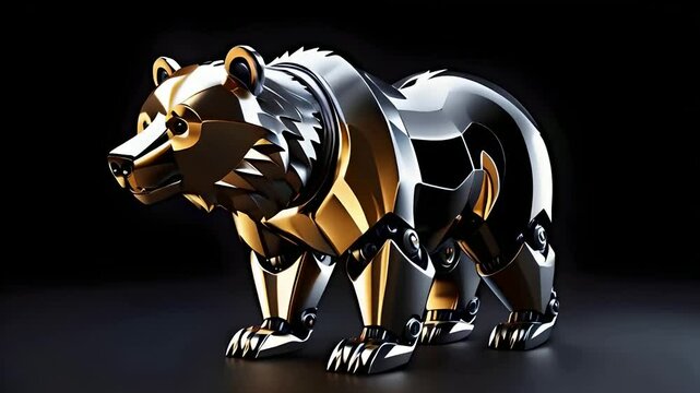 animal robot grizzly bear on black background