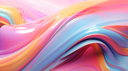 Fototapeta premium Pastel candy colors background. Fluid 3d bright wave from paints.