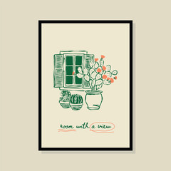 La Dolce Vita hand drawn vector illustration in a poster frame. Art for poster design, postcards, branding, logo design, background.