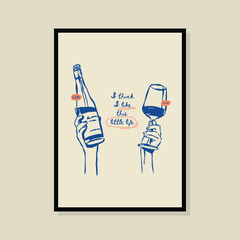 La Dolce Vita hand drawn vector illustration in a poster frame. Art for poster design, postcards, branding, logo design, background.