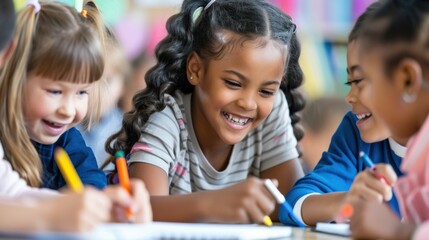 A group of young children sitting at a table