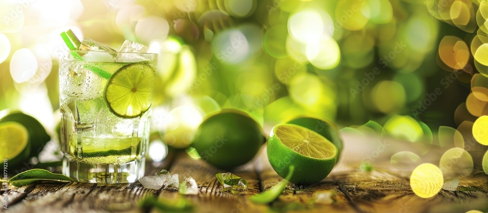 Poster enjoy refreshing cocktails at a party with lime and an inviting copy space image