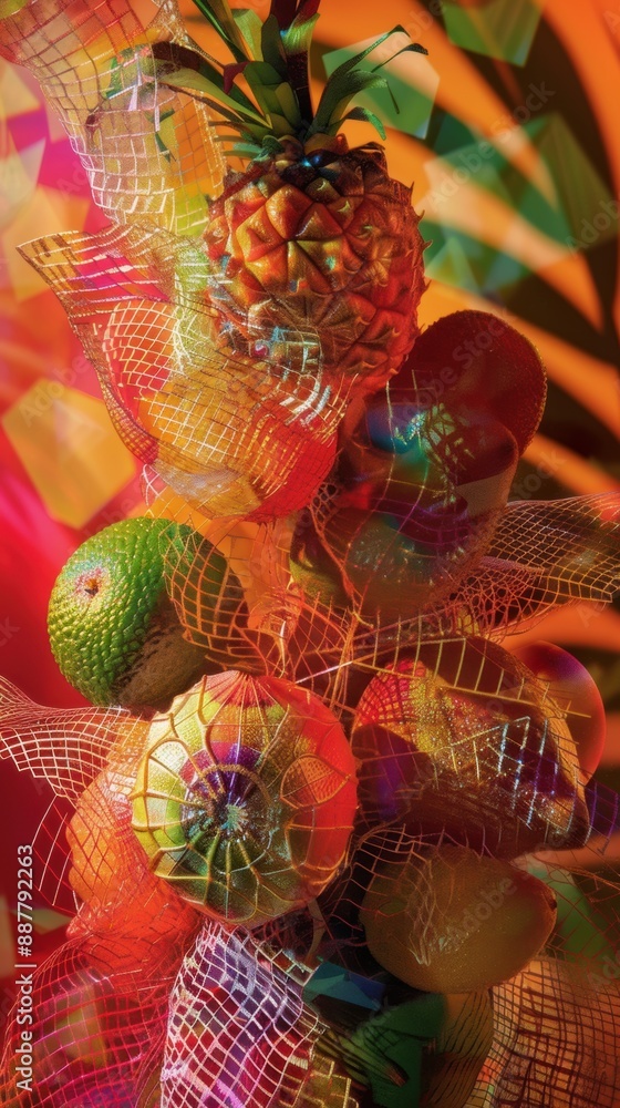 Poster A close up of a bunch of fruit on a table