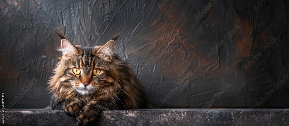 Poster gorgeous maine coon cat posing elegantly in a copy space image