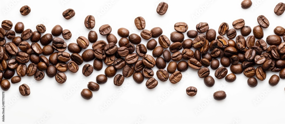 Poster White background with copy space image featuring coffee beans ideal for text placement within a coffee themed setting