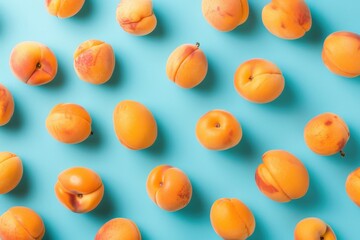Apricot Pattern on Blue Background in Morning Light