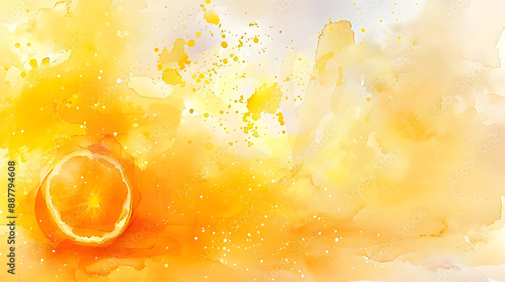 Wall mural orange yellow watercolor