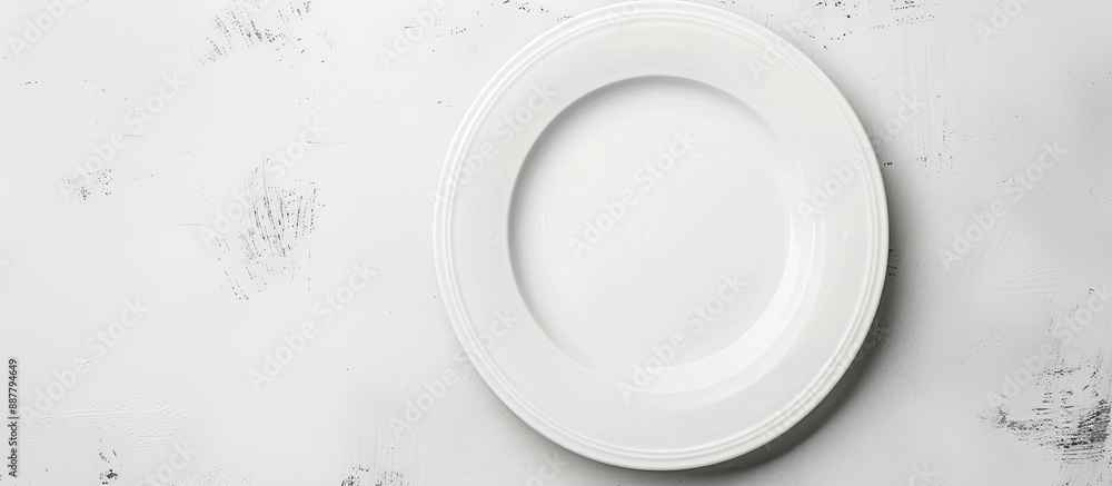 Leinwandbilder top view of an unblemished plate on a white backdrop with copy space image