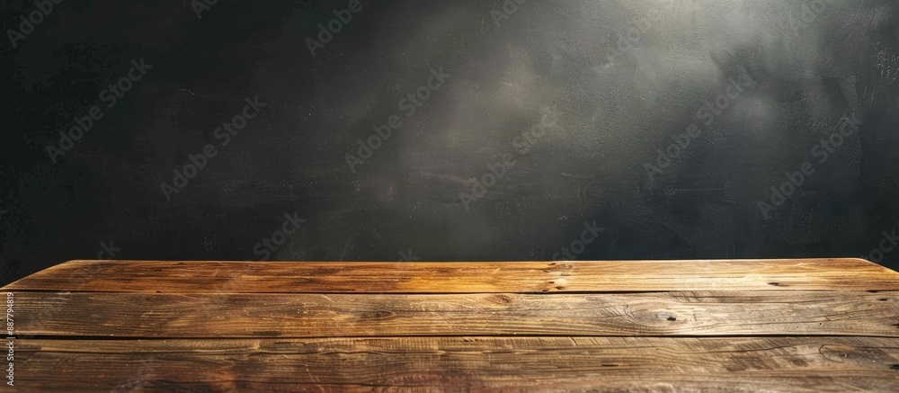 Poster A wooden table with no items provides a clean backdrop for a copy space image