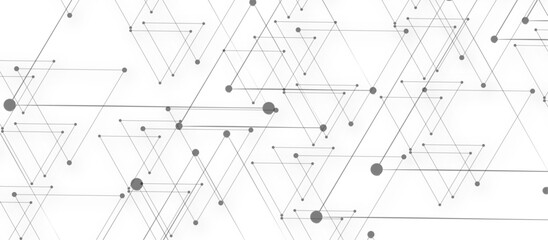 Technology abstract white digital background of connected dot with triangle stock lines. science technology futuristic concept background. Plexus of line and dot and connected particle vector
