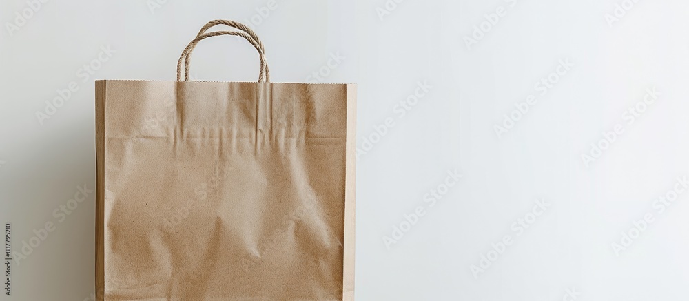 Aufkleber A brown shopping bag displayed on a white background with empty space for text or product in the image. with copy space image. Place for adding text or design
