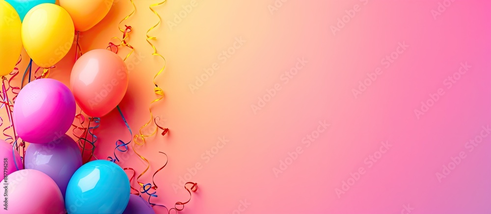 Poster A vibrant background adorned with numerous balloons creating an appealing composition with ample copy space image