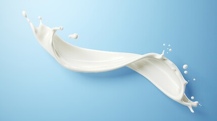 Flow simulation made of milk, HD elements, liquid, solid color background, advertisement
