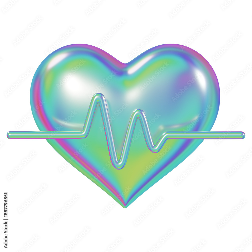 Sticker medical heart png metallic icon, transparent background