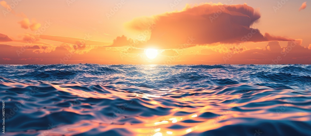 Aufkleber Ocean sunset with a serene ambience and empty space for additional elements in the image