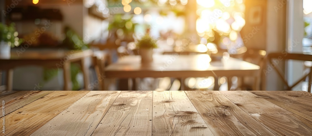 Poster Blurred perspective view of a cafe table with ample copy space image