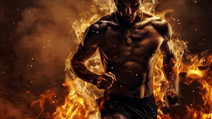 Fototapeta premium athletes celebrate victory with medals and fireworks