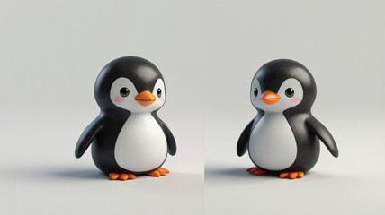 Naklejka premium penguins on a white background