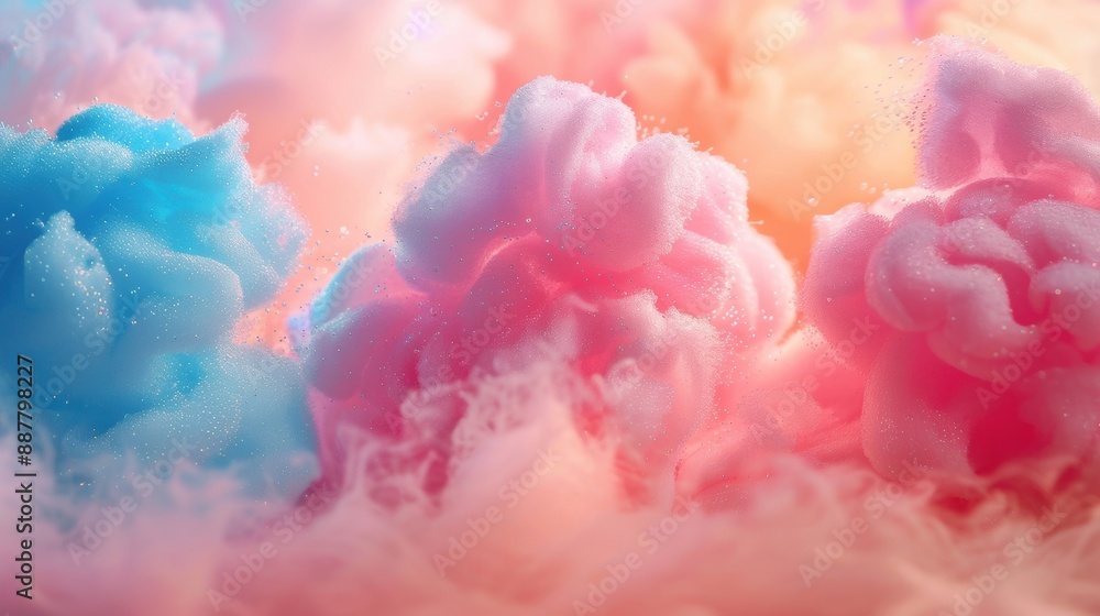 Poster dreamy and soft pastel-colored foam clouds creating a serene and artistic background, perfect for cr