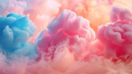 Fototapeta premium Dreamy and soft pastel-colored foam clouds creating a serene and artistic background, perfect for creative and whimsical projects.