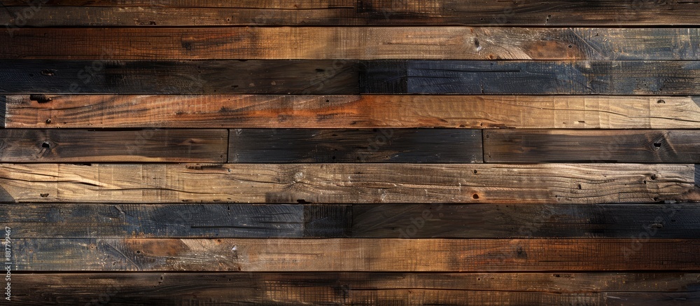 Poster Top view background with a retro wood texture featuring stripes for design projects Includes copy space image Easy to use for high quality work