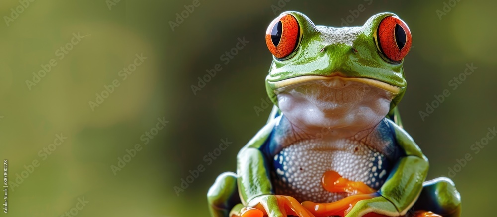 Poster Frog gazing with blank space for text in the picture. with copy space image. Place for adding text or design