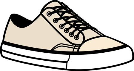 Illustration of ivory colored sneakers