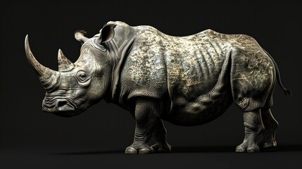 Fototapeta premium A close-up of a rhino on a dark background