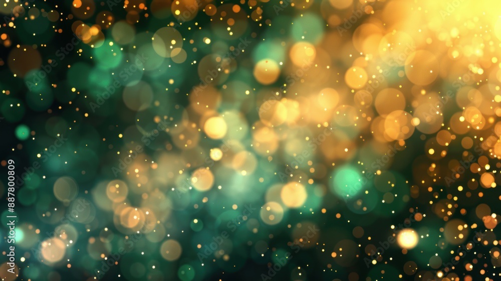Poster a mesmerizing abstract background featuring vibrant golden bokeh lights, creating a festive and drea