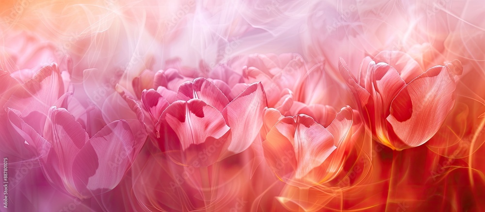 Poster Tulip blooms create an abstract backdrop with ample copy space for text