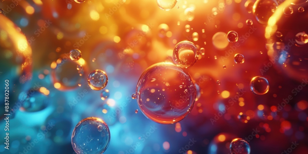 Aufkleber vibrant bubbles floating in an abstract, colorful background, creating a mesmerizing and dynamic vis